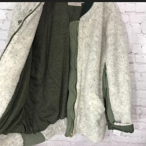 Free People Bomber Jacket Sherpa Fleece Rivington Cotton Coat Womens Size M NEW - Picture 11 of 13